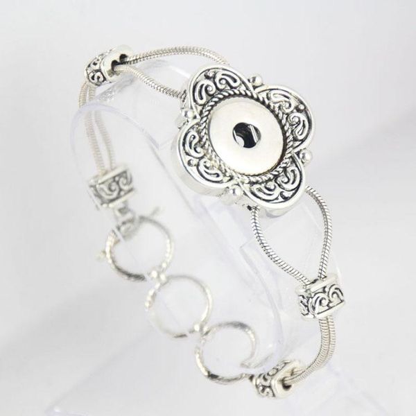 

in stock flower shaped diy interchangeable 18mm snap bracelet jewelry button bracelets for women diy making, Golden;silver