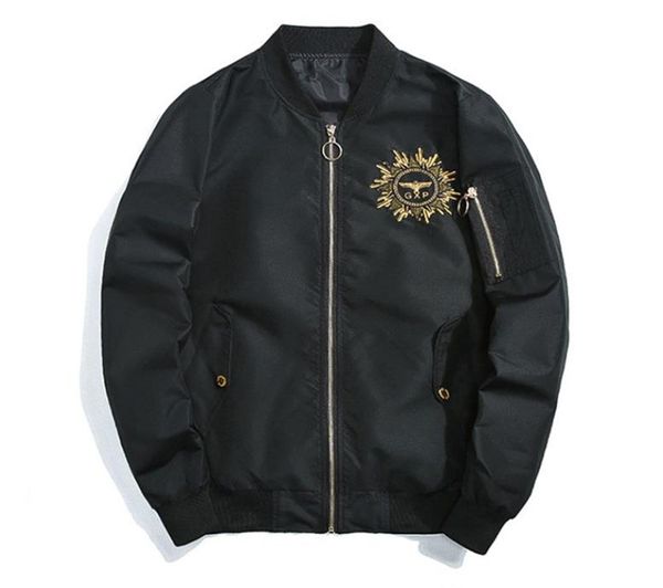 

Embroidery Gold Eagle Mens Outerwear Stand Collar Neck Mens Jackets Autumn Loose Sports Baseball Male Coats
