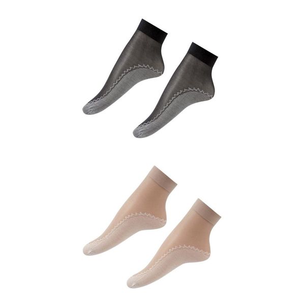 

20 pairs women non slip summer socks black+light brown, Black;white