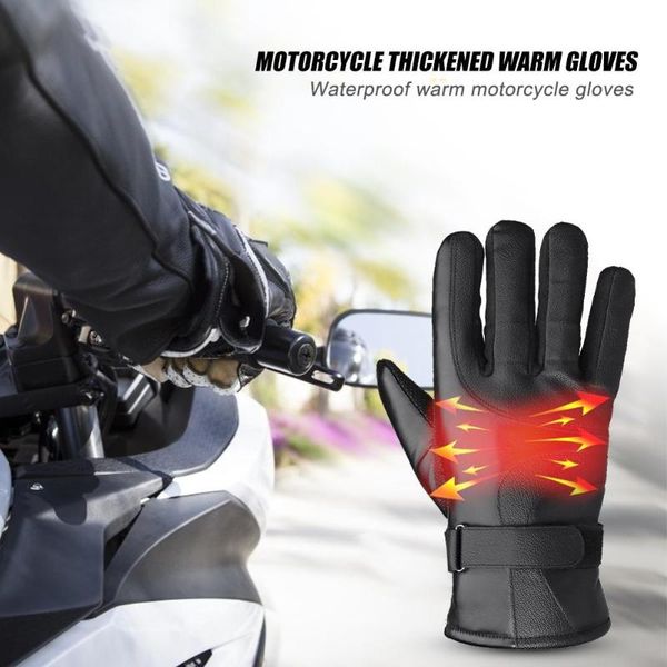 

motorcycle gloves men women winter warm thermal full finger sports gloves, Black