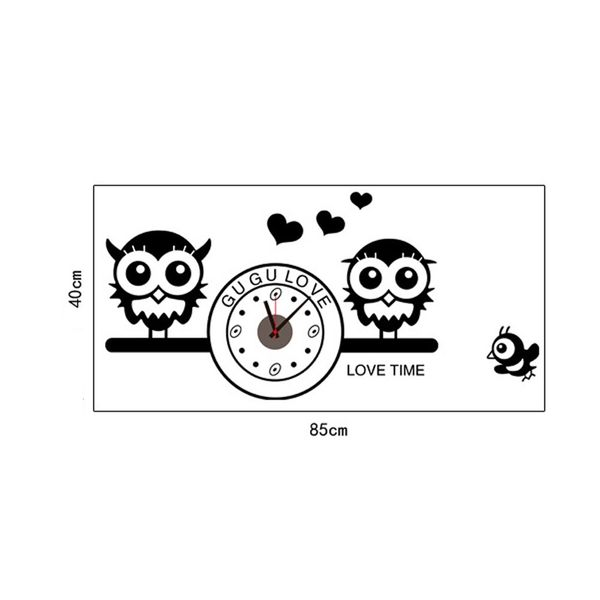 

cute owls with clock diy wall wallpaper stickers art decor mural room decal