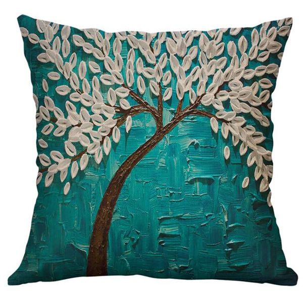 

1pc flower tree print cute style simple linen blend cushion cover mixed sofa car cushion cover home decoration 40x40cm l617