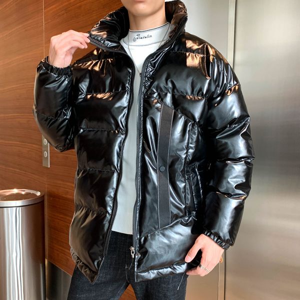 

winter men's cotton-padded clothes male waterproof parkas casual in warm coats thickening black pu fabric snow jackets m-3xl