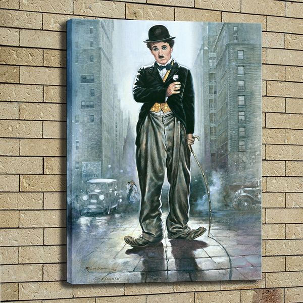

charlie chaplin fan oil painting on canvas wall art hand painted art home decor wall art picture