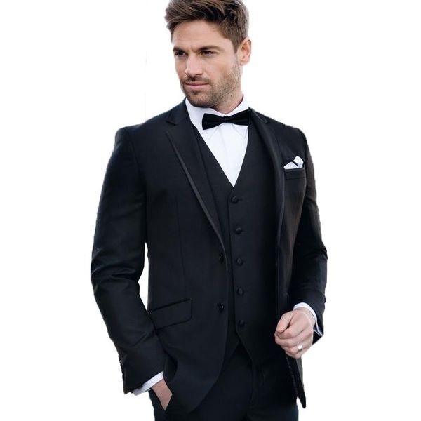 

две пуговицы формальный вечерний костюм мужской свадебный костюм жених смокинги куртка + брюки+жилет 3 шт. жених шафер, White;black