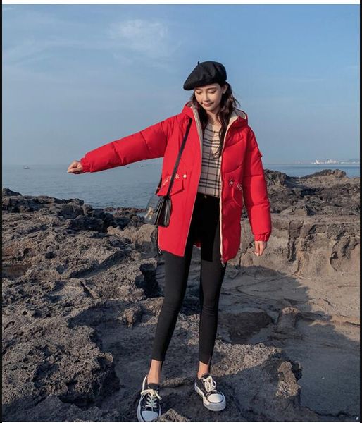 

manteau d'hiver femmes 2019 mode Ã manches longues Ã©pais chaud Ã capuche moyen long sustans veste femmes grande taille vÃªtement, Black