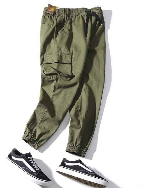 

tide brand europe america cat casual pants men wild classic pants multi-pocket trousers sport function labeling couple overalls, Black