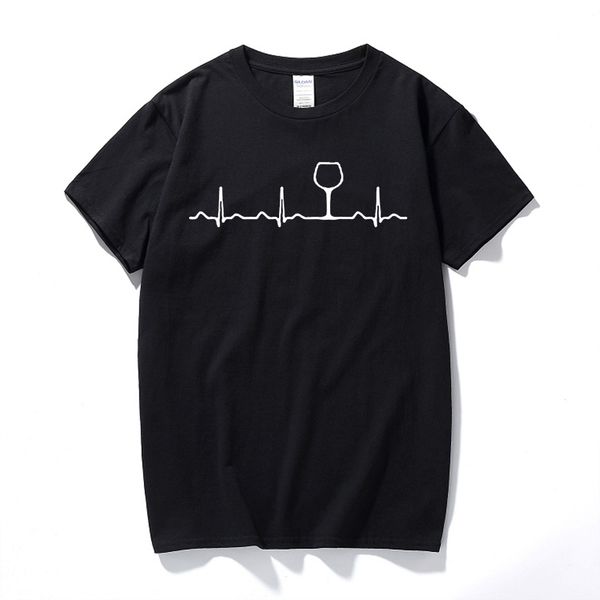 

wine heartbeat t-shirt ,funny cute wine glass lover gift new summer women t shirt new arrival summer style tee, White;black