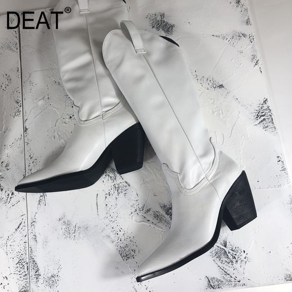 

deat] 2019 sharp toe zipper personality velvet pu leather single shoes women long boots new spring autumn fashion tide 10e141, Black