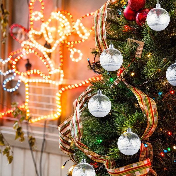 

6pcs multicolor plastic ball colored drawing ball christmas tree ornaments hanging crafts christmas home party decoration