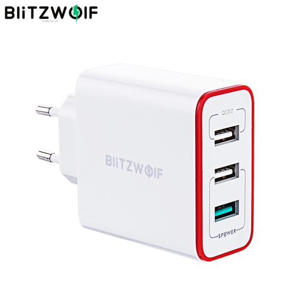 

cargador usb blitzwolf bw-pl2 30w qc3.0 fcp 3 puertos universal cargador de pared de viaje adaptador de la ue para iphone 8 x para huawei