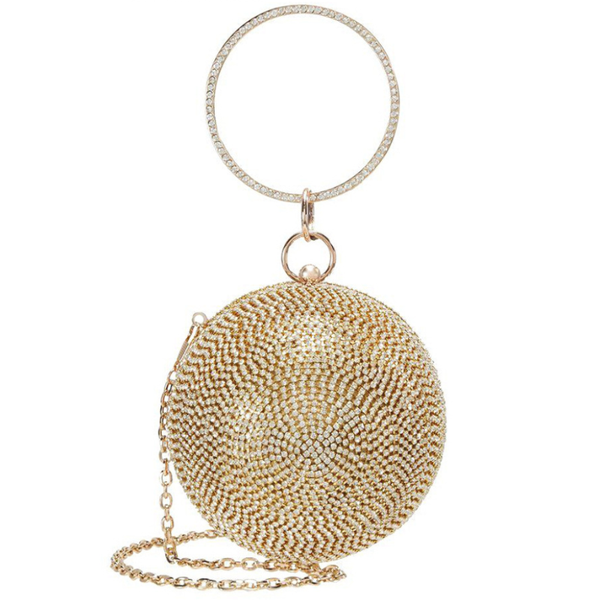 

women bag luxury round purse women gold crystal clutch evening bag diamond wedding party bridal animal handbag purse