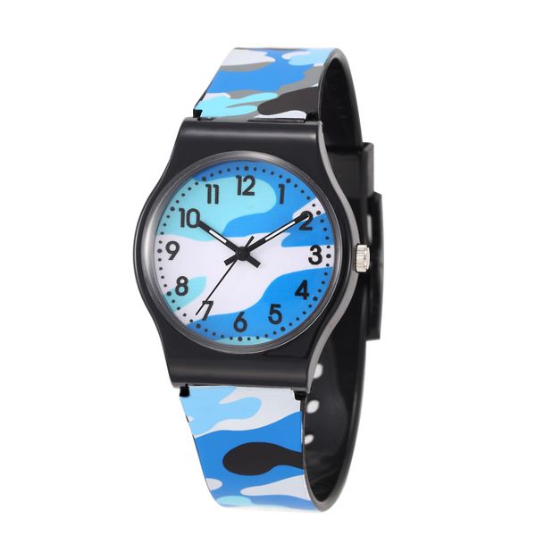 

fashion children's watch camo waterproof cool watch quartz silicone children's clock meisjes horloge horloge kind uhren, Blue