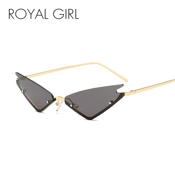 

royal girl vintage cat eye sunglasses women brand designer half frame sun glasses men rimless mirror eyeglasses uv400 ss890, White;black