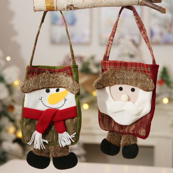 

2019 year xmas merry christmas gift paper bags thick embroidery three-dimensional pattern bag for gift navidad decoraciones