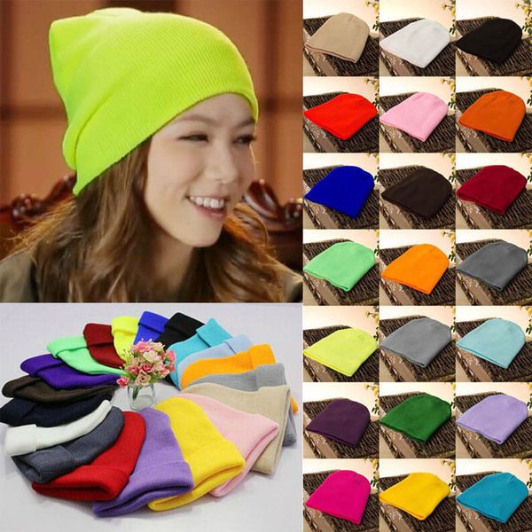 

men women knit baggy beanie winter hat ski slouchy chic knitted cap, Blue;gray
