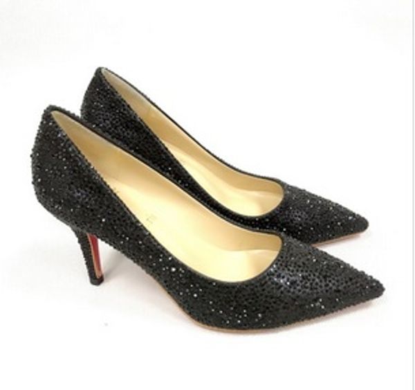 

heel lady shoes women red bottom sparkle bling rhinestone shoes women men high heel size 35-41 wedding shoes black silver red