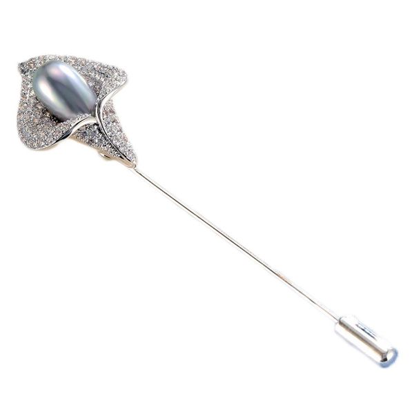 

2018 promotion trendy brooches the new long metal needle beam taro flower pin female personality elegant brooch 10pcs/lot ing, Gray