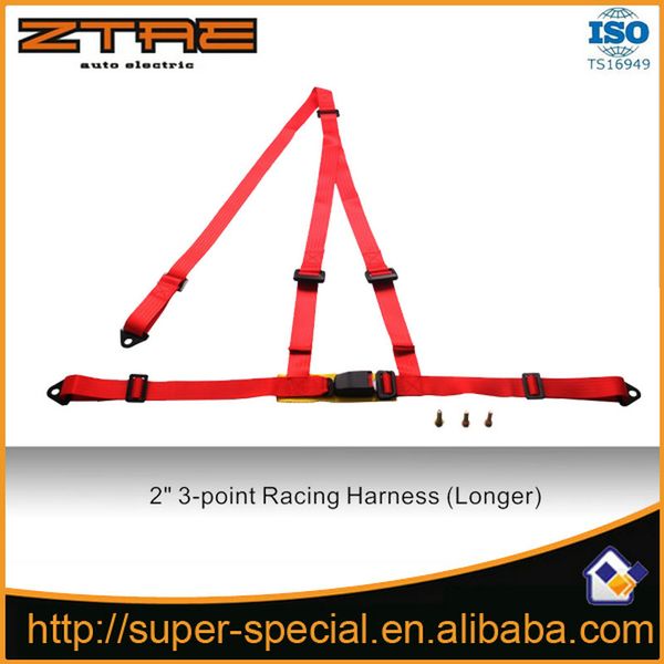 

2 inch 3 point auto racing sport seat belt safety harness strap red (longer