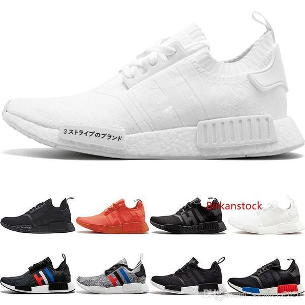 

r1 nmd running shoes og japan triple black white solar red core oreo men women designer trainer sport sneaker size 36-45