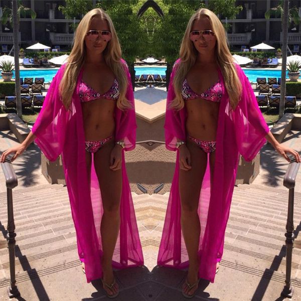 

women chiffon long beach dress bikini cover-ups sarong rose red white bikini swimwear swimsuit cover up scarf, Blue;gray