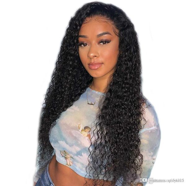

130% density 360 lace frontal wigs brazilian kinky curly wigs pre plucked with baby hair remy human hair wigs ing, Black