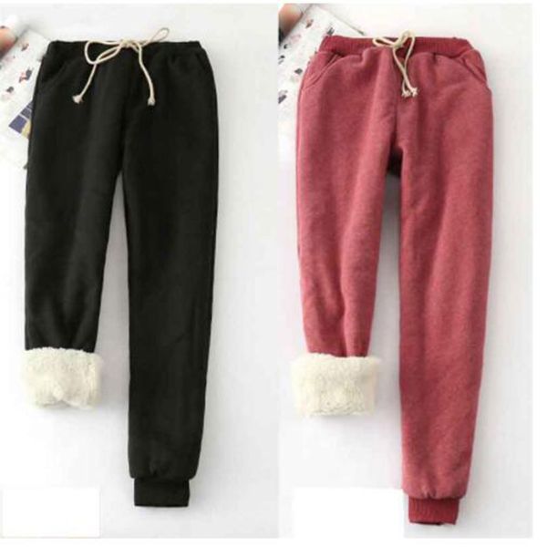 

winter cashmere harem warm pants women 2020 causal trousers women warm thick lambskin cashmere pants loose pant, Black;white