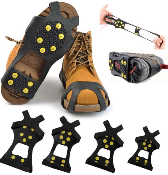 10 Stud Nenhum deslizamento desporto ao ar livre Grampos Anti-Slip Neve Gelo sapatos de Spike Grips Grampos Covers Overshoes Grace Nova