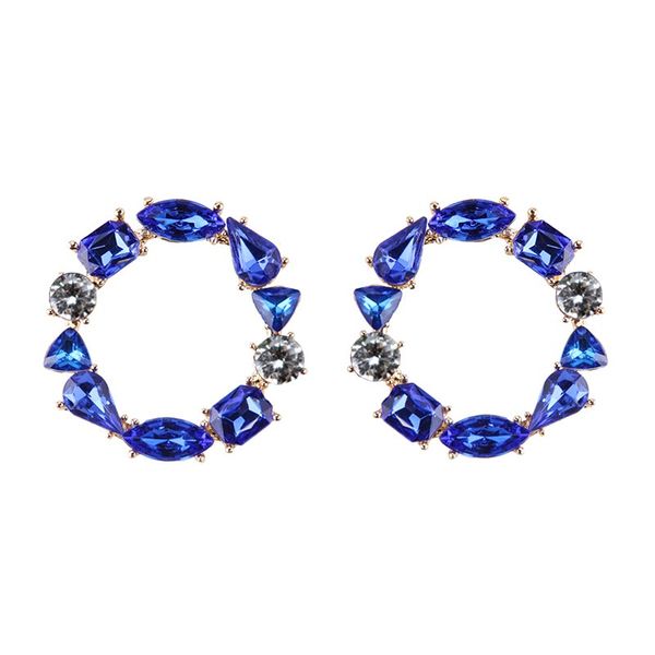

long red blue white crystal water drop earrings 2020 big geometric gold drop rhinestone dangle earrings for women party jewelry, Silver