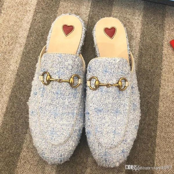 

2019spring and summer new european and american metal buckle half drag womens shoes large size low heel slippers flat bottom beach shoes qi, Black