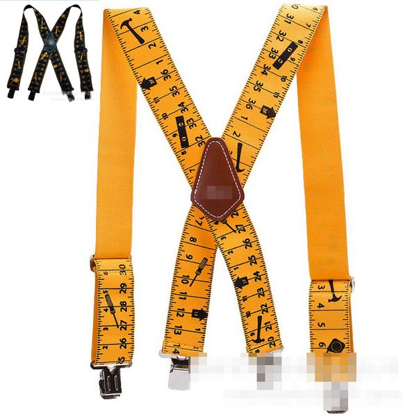 

2019 ruler design men suspenders classic x shaped 4 clips tool belt suspenders men trousers 2019 new men's adjustable, Black;white