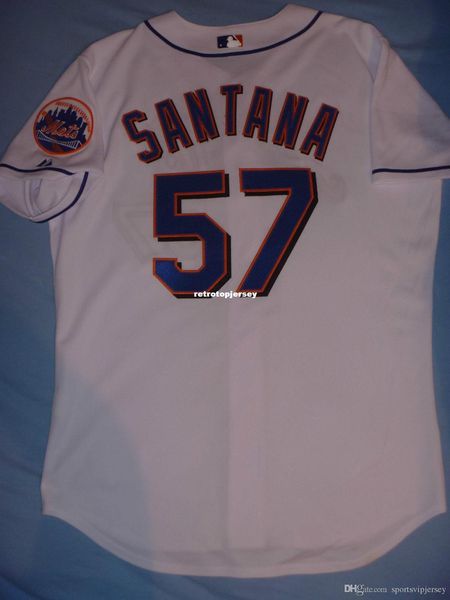 

retro majestic #57 johan santana new york ny white jersey 48 xl mens stitched baseball jerseys, Black;blue