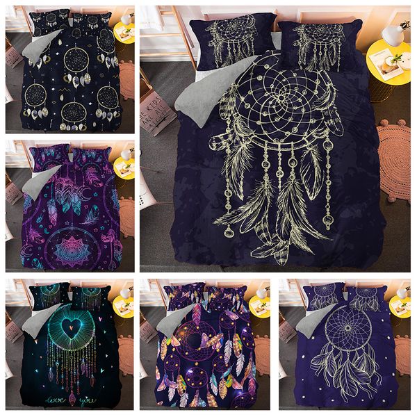 

3d duvet cover set dream-catcher bedding sets bohemia feather home textiles  king bedspread for adults 2/3pcs