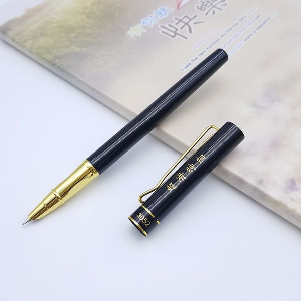 

1pc/lot nice 0.38mm fountain ink pen hooded nib extra fine gold clip hollow out clip financial pens school office supplies