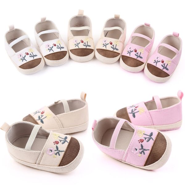 

baby girl breathable embroidery flower print anti-slip casual sneakers toddler soft soled walking shoes #9