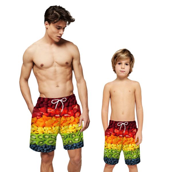 

perimedes men youth fruit 3d print surfing beach shorts family matching boardshorts casual beach multi color shorts#y20