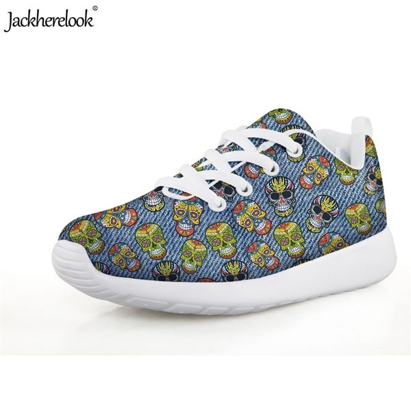 

jackherelook suitable kids sneakers cartoon skulls pattern boys shoes mesh lace-up lightweight training shoes outdoor summer, Black