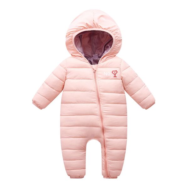 

winter baby rompers infant baby boy girl hooded warm jumpsuit cotton thick baby clothes zipper overalls for children outerwear, Blue