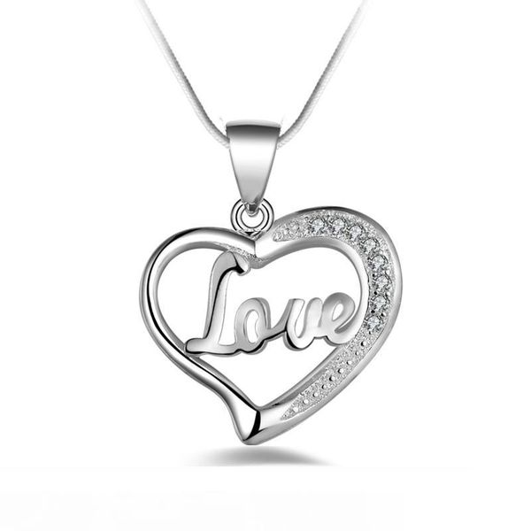 

fashion 925 silver love heart with diamond jewelry 925 silver necklace valentine's day holiday gifts 170