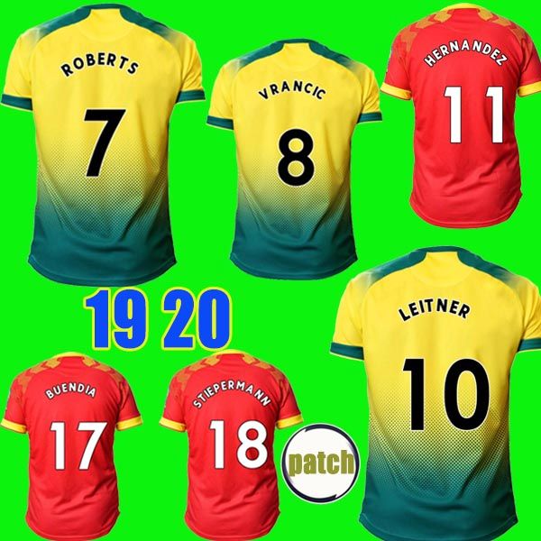 

2019 2020 norwich city home away soccer jerseys 19 20 camisetas buendia roberts mclean hernandez pukki football shirts, Black;yellow