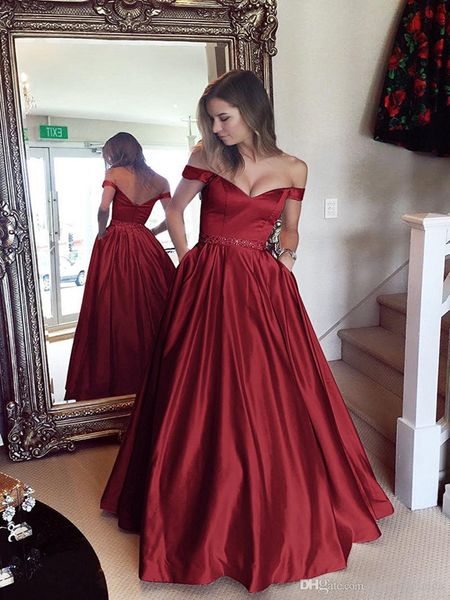 

красное вино бальное платье пром платья с плеча кристалл бисера sash атласная длина пола темно-красный backless вечерние платья dh4094, Black