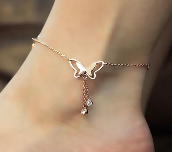 

tassel anklets casual beach vacation anklets bracelets jewelry ankle chain new butterfly single rose gold anklet, Red;blue