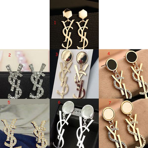 Acheter Eur Marque De Marque Lettres Boucles Doreilles Designer Or Argent Lettres Balancent Boucle Doreille Pour Les Femmes De Noce Bijoux Support