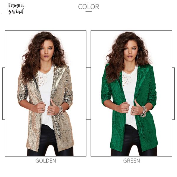 

blazers silver autumn blazer pockets casual long sleeve women sequined coats street turn down collar cardigan suits, White;black