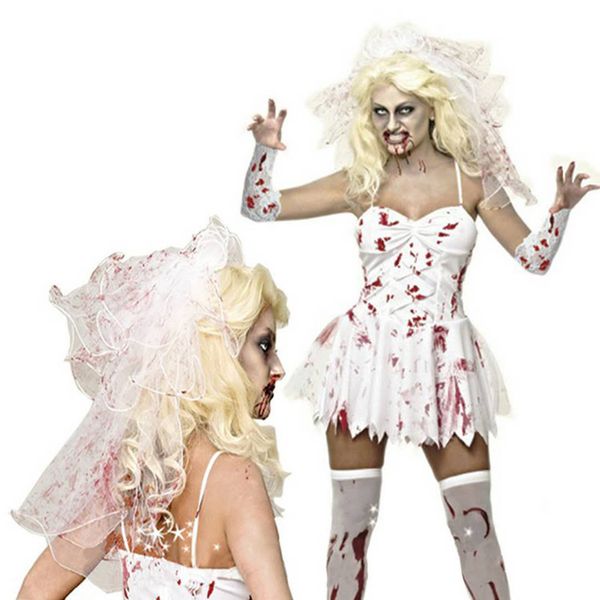 

2018 new ghost cosplay costume vampire cosplay female models dress white witch gothic horror costume skirt, Black;red