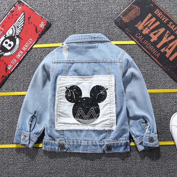 

mickey denim jacket for boys children clothing baby girls clothes cartoon kids jacket baby mickey outerwear children clothing, Blue;gray