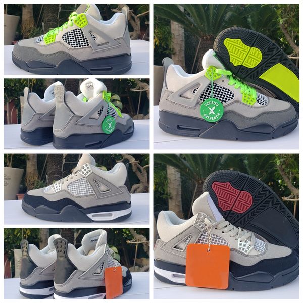 

2020 new 4 iv mens basketball shoes black grey green 4s sports sneakers outdoor jumpman trainers men travis des chaussures zapatos