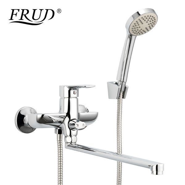 

frud bathtub faucet tap mixer low pressure massage shower head wall mounted long spout bathroom tub faucet