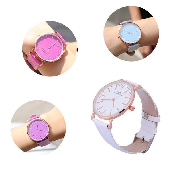 

women wrist watch simple watch color sensitive ladies fashion quartz (gradient rosy, Slivery;brown