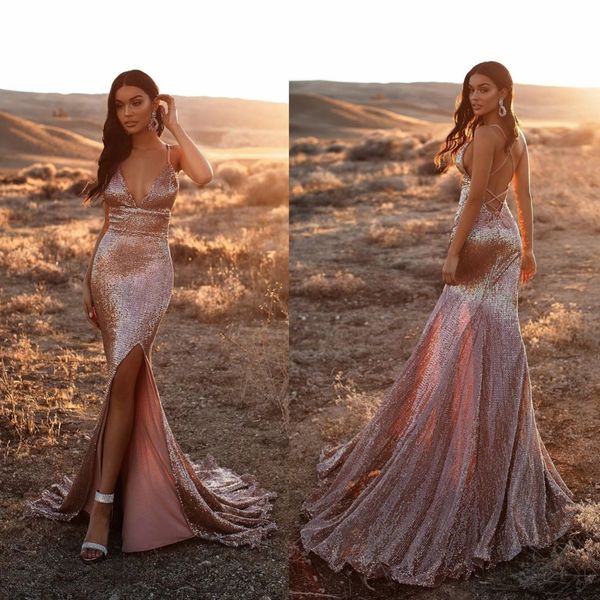 

rose gold mermaid prom dresses halter sequins lace backless african evening dress custom made plus size special occasion gowns, Black